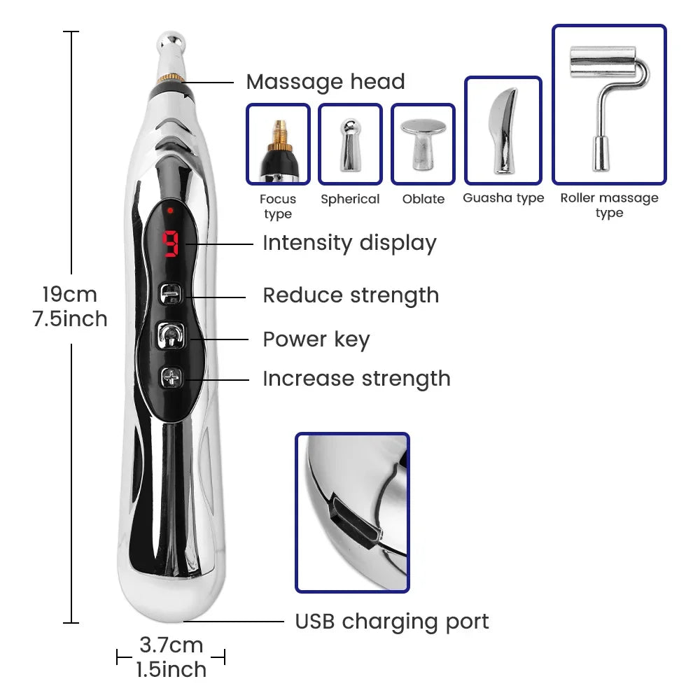 Acupuncture Pen 5/3 Heads Electric Muscle Pain Relief